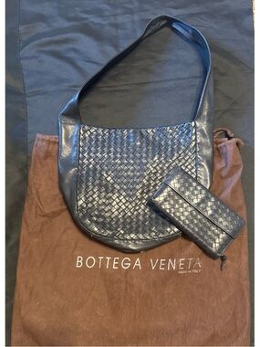 Bottega Veneta Intrecciato Leather Hobo Bag + Wallet Set Black w/ Dust Bag